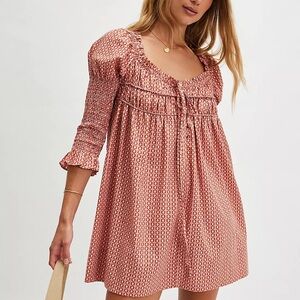 Free People Pink Geometric Mini Dress Glass Roses Combo
